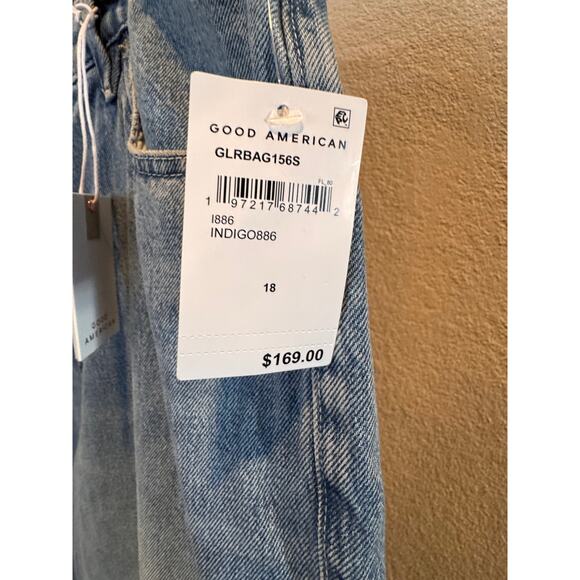 Good American Good Standard Baggy Jean Women 18 Plus NWT Distressed Straight Leg - Picture 8 of 8